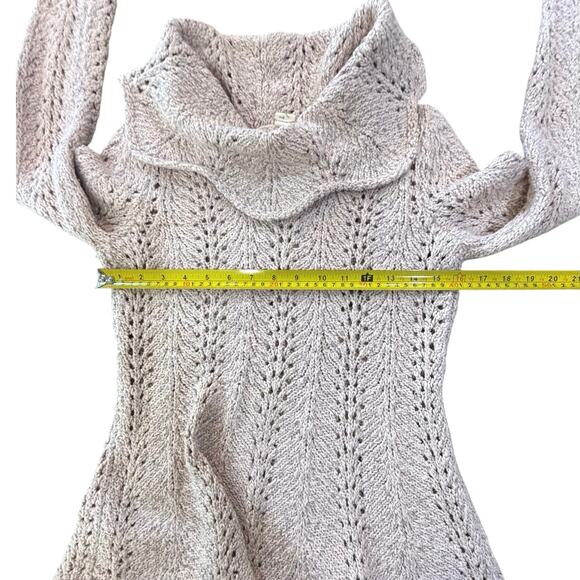 Anthropologie Yellow Bird Crochet Knit Cowl Neck Sweater Small BOHO Cottagecore - Picture 14 of 16